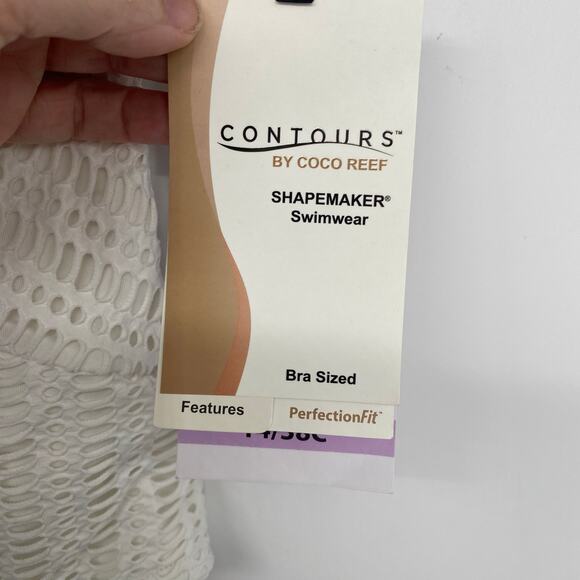 Countors Swimsuit Women 14 White Eyelet Lace Crochet Vacation One Piece Nautical - Picture 4 of 12